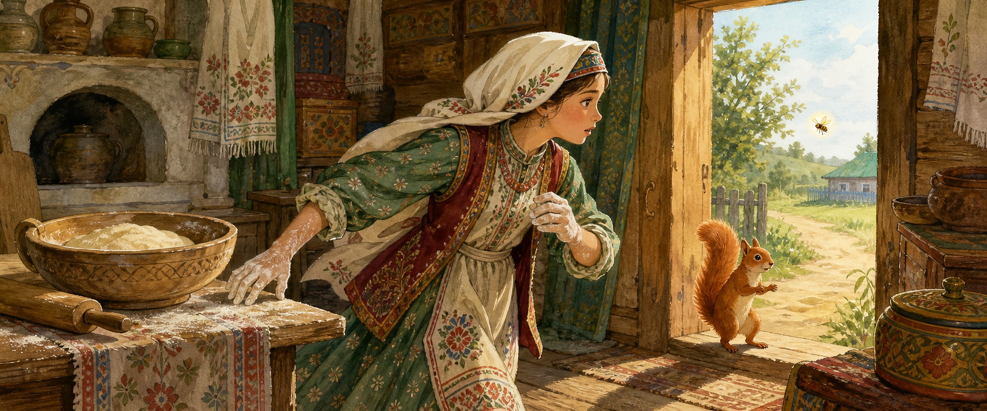 Младшая сестра спешит к матери вслед за белочкой — сказка Три сестры
